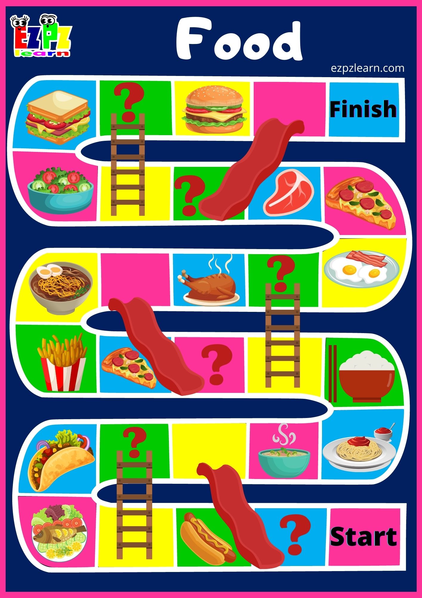 Food Slides And Ladders Game